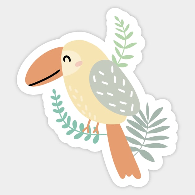 Cute parrot in the jungle. Kids' things. Sticker by Yurapura